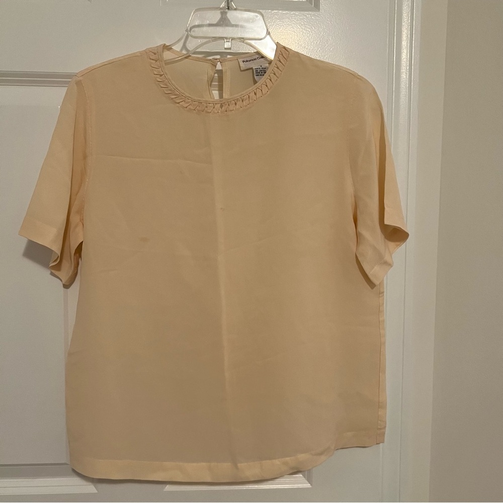 Apricot Cream 100% Silk Short Sleeve Blouse